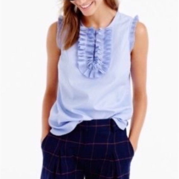 J. Crew Margot Red Pinstripe Ruffle Blouse Top 6P - Picture 10 of 10